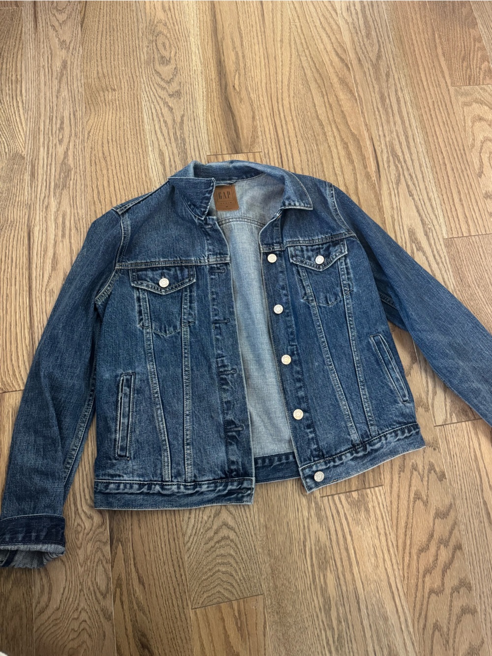 GAP Women's Dark Blue Button-Up Denim Jacket